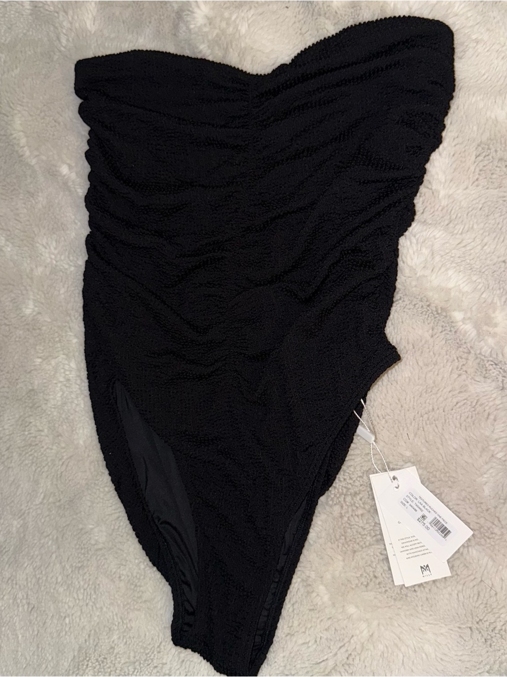 Milly Textured Ruched Strapless One-Piece Swimsuit